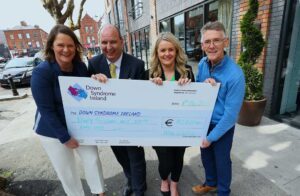 The iNUA Collection presents generous cheque to charity partner Down Syndrome Ireland in Dublin One on Thursday 4th May